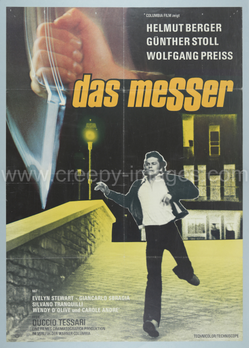 Das Messer / Blutspur im Park / Una farfalla con le ali insanguinate – Deutsches Plakat